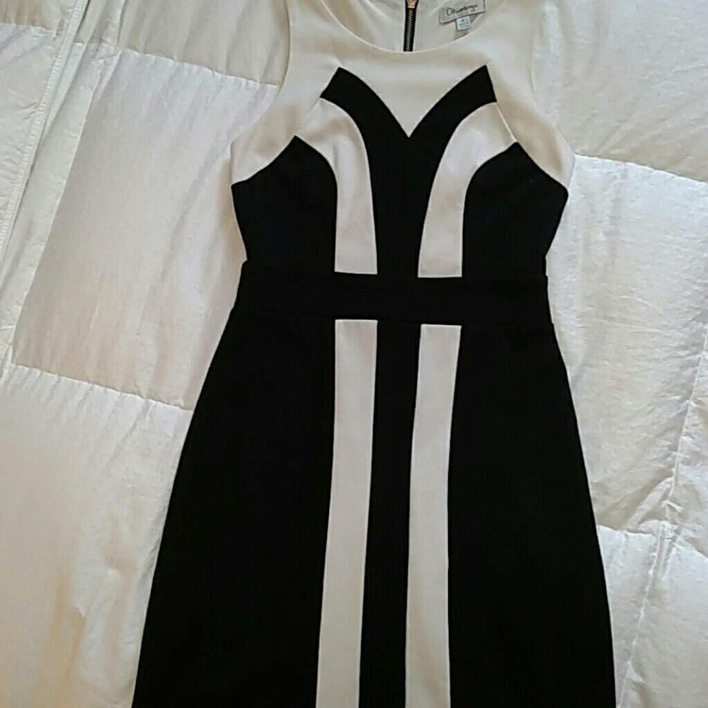Black & Cream color block Dress - Picture 4 of 8